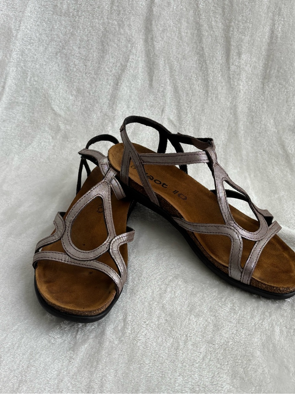 Naot Dorith silver threads leather sandals